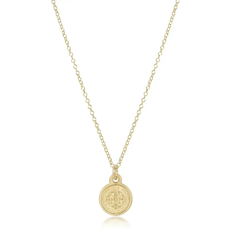16-Inch Gold Necklace With Mini Blessing Disc Pendant 1