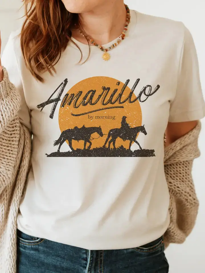 'Amarillo By Morning' Country Music T-Shirt – Cream Base 1