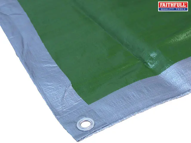 Heavyweight Green And Silver Eyelet Tarpaulin – 18Ft X 12Ft (5.5M X 3.7M) 1