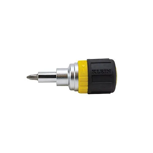 Klein Tools 32593 6-In-1 Ratcheting Stubby Screwdriver With Phillips, Slotted, And Dual Nut Driver Bits 1