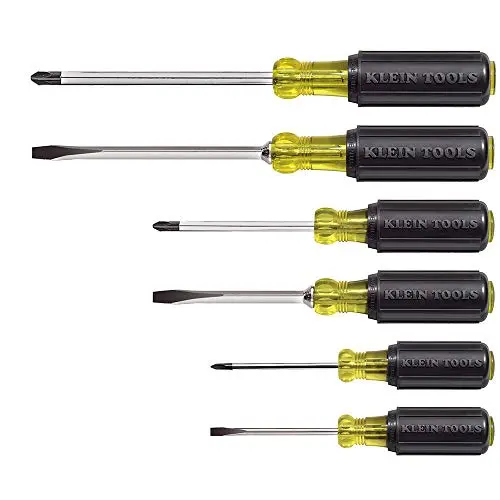 Klein Tools 85074 6-Piece Precision Screwdriver Set — 3 Flathead + 3 Phillips With Cushion-Grip Handles 1