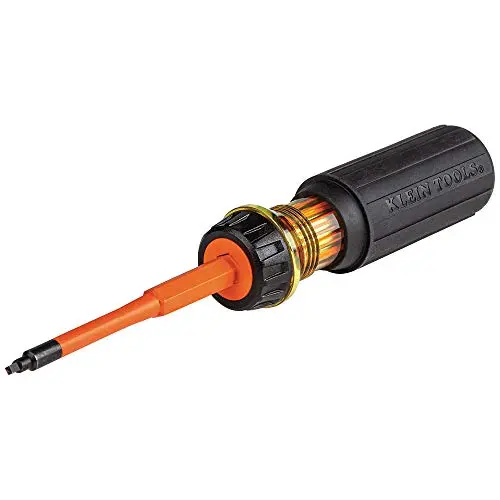 Klein Tools Insulated 2-In-1 Flip-Blade Screwdriver – Dual Square Drive Tips (#1 & #2) 1