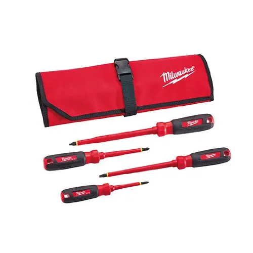 Milwaukee 4-Piece Insulated Screwdriver Set – Heavy-Duty Electrical Safety Tools 1