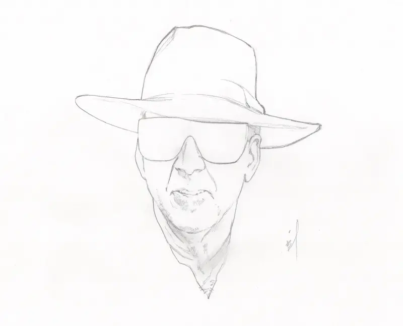 Nicolas Cage Portrait Featuring Signature Hat Style 1