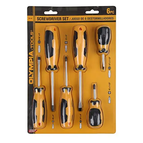 Olympia 6-Piece Precision Screwdriver Set – Slotted & Phillips Tips (Model 87-141) 1