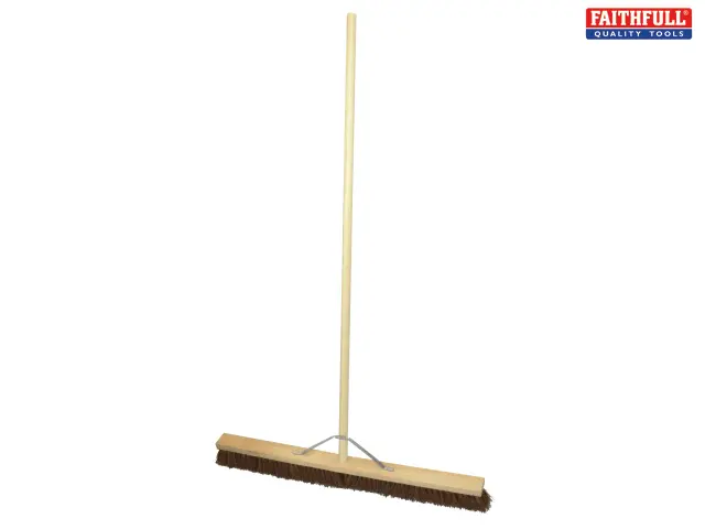 Stiff Bass Fiber Broom – 36-Inch Head With Integrated Handle And Wall-Mount Stay 1